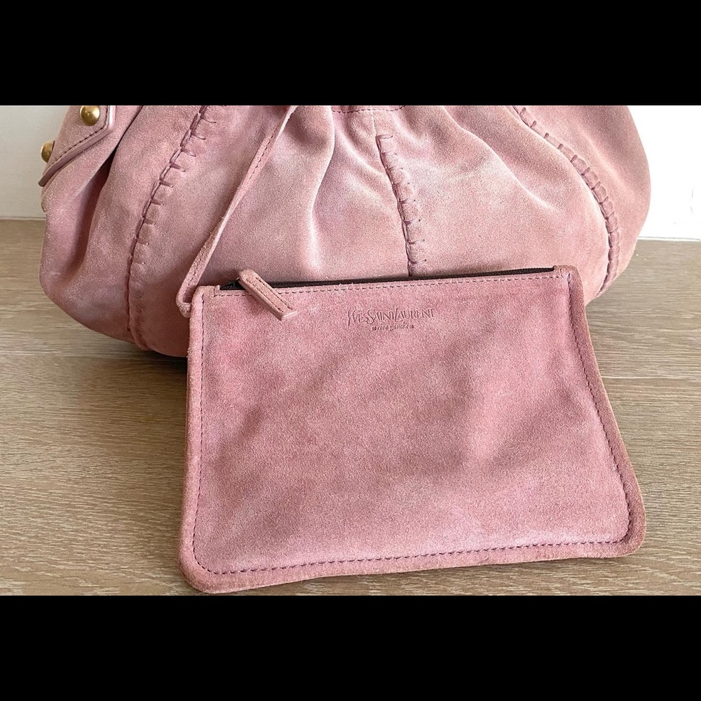 YSL vintage Mombasa pink suede bag with gold hardware - Picture 8 of 11